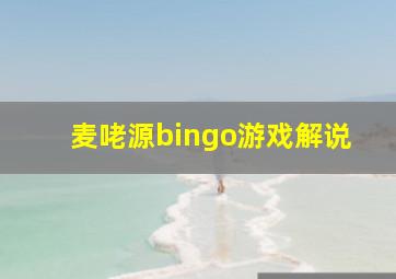 麦咾源bingo游戏解说